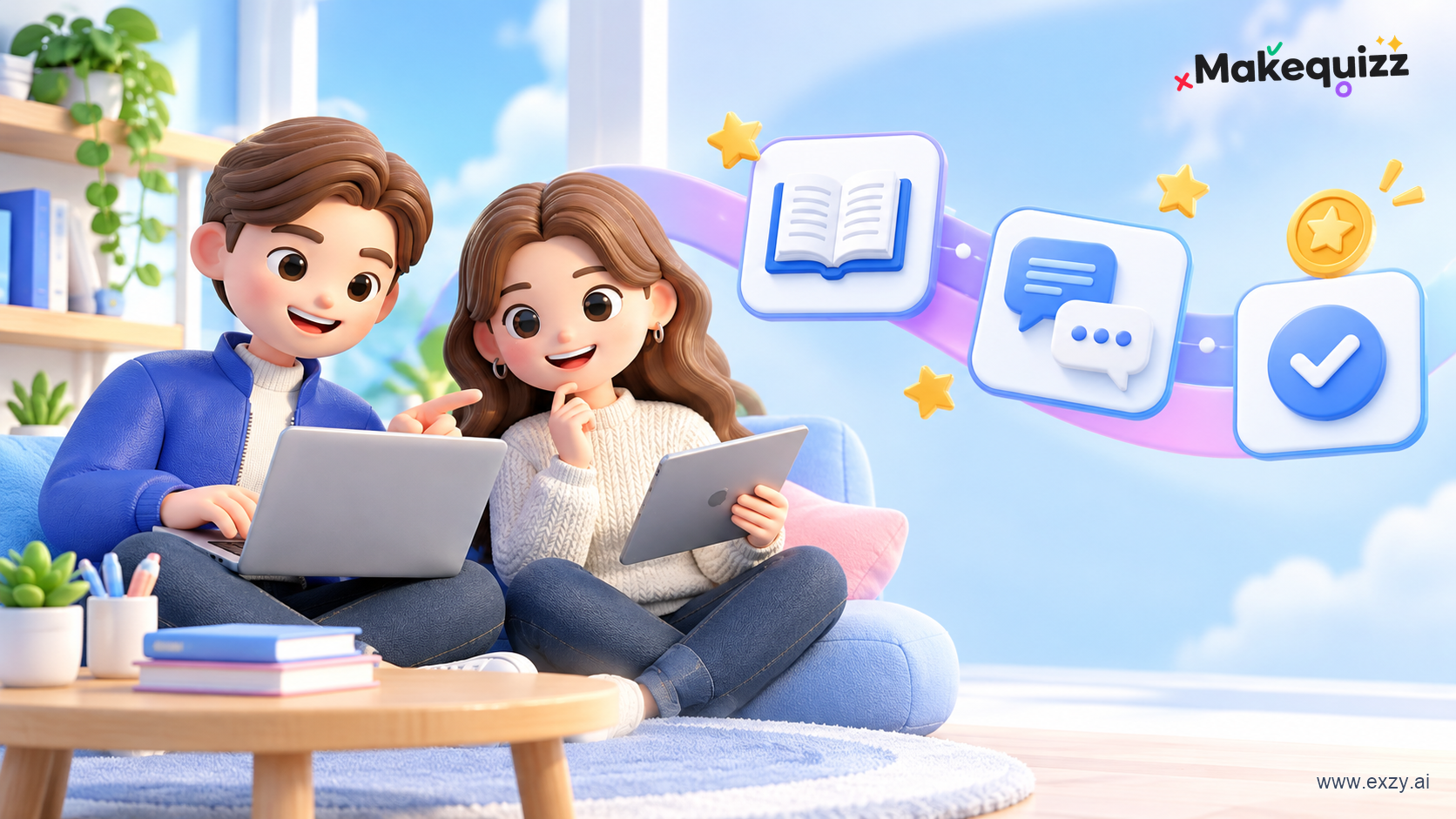 MakeQuizz — ภาพประกอบการฝึกและทบทวนความรู้ร่วมกัน