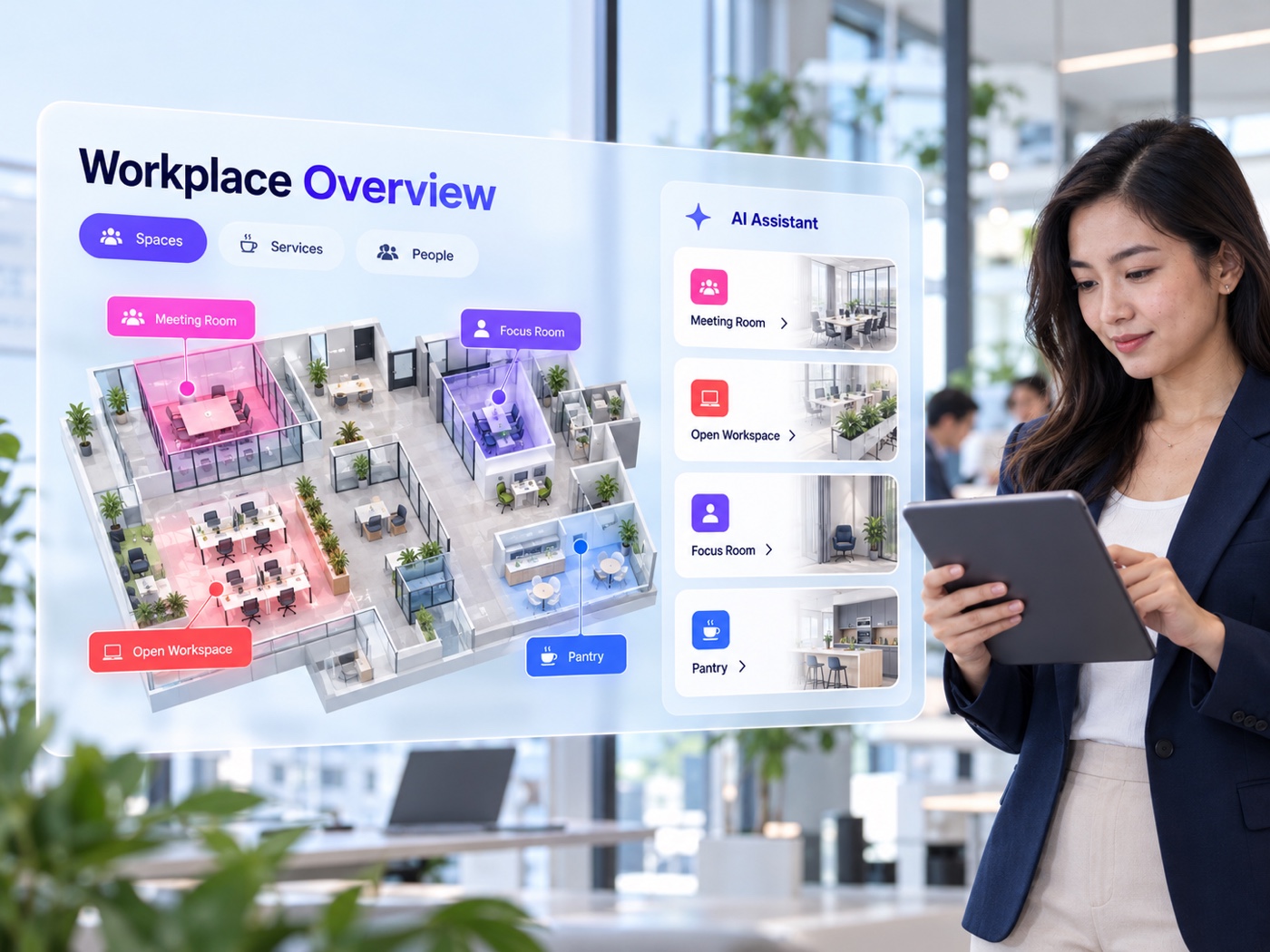 AI สรุปภาพรวมพื้นที่และบริการ Workplace